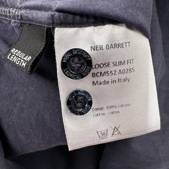 Neil Barrett Mens Button Shirt 39 Small Zig Zag Print Italy Luxury Art Designer - Picture 7 of 12